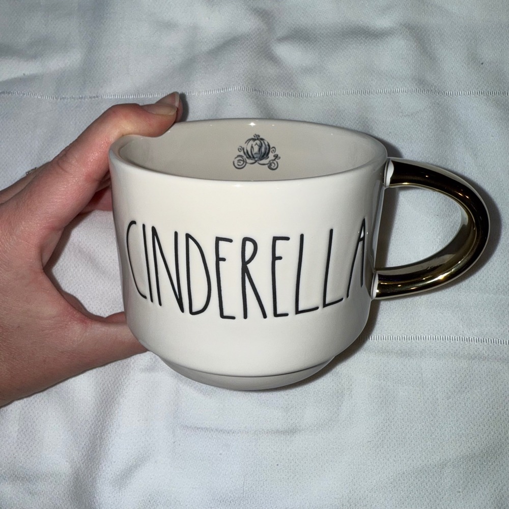 Rae Dunn Cinderella Mug Disney Princess Artisan Collection Gold Handle set stack